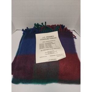 NWT J.C. Penney‎ Stadium Throw blanket 100% virgin acrylic 50 x 60 vintage